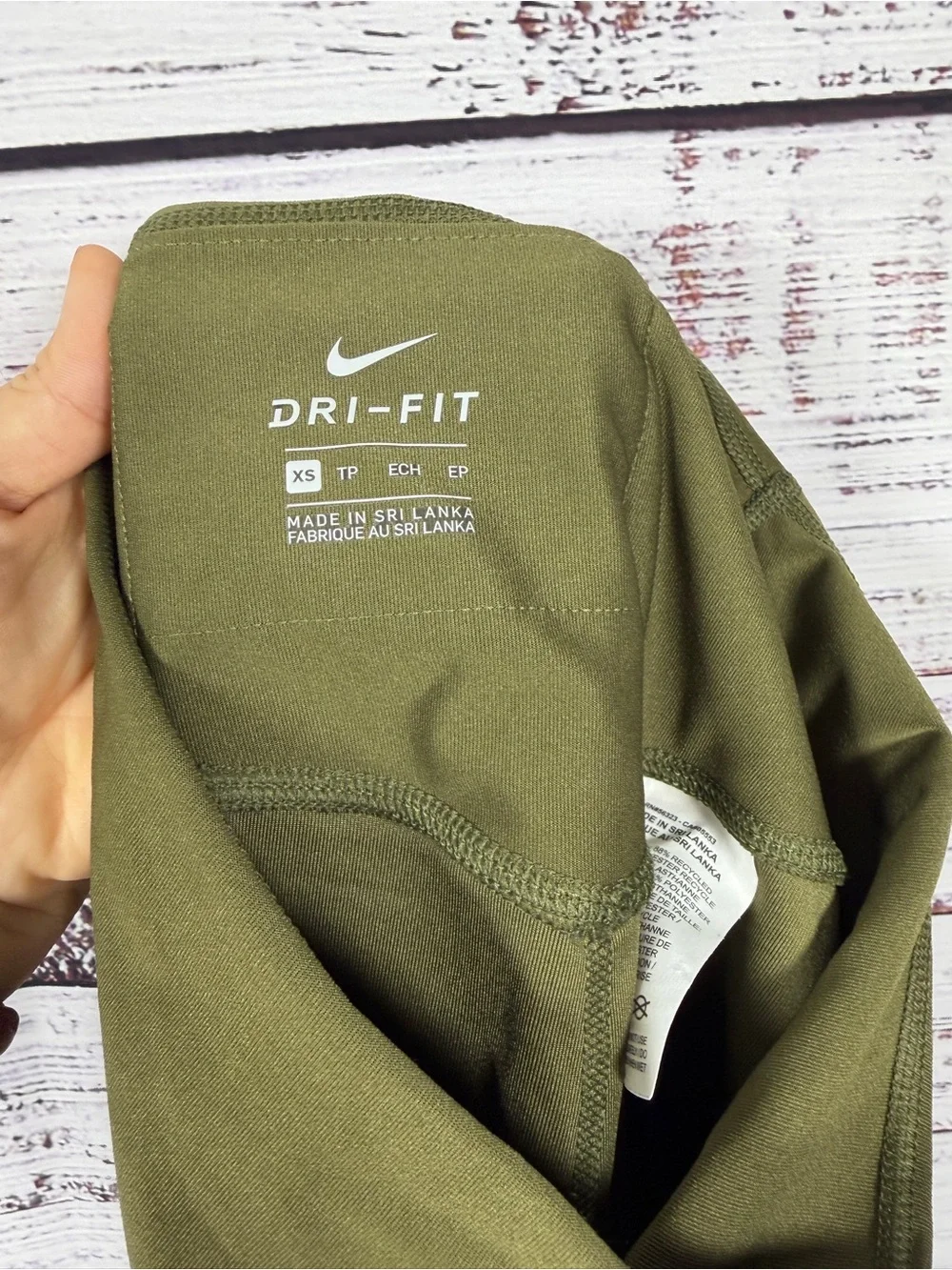 Nike Dri-FIT Colorblock Leggings Olive Green Gray Blue XS
